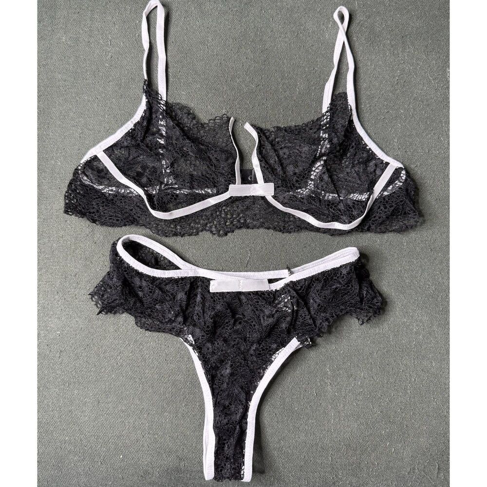 2 Piece Lace Lingerie Set Women Bralette Bra with Underwear Size XL